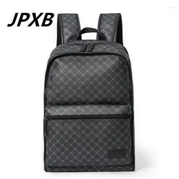 School Bags Backpack Men's Fashion Plaid Large Capacity Travel PU Leather Bag Design