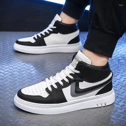 Casual Shoes Men's High Top Sneakers Fashion Lace Up Platform For Men Trend Male Students Sports Wear-resistant Flats