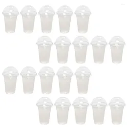 Disposable Cups Straws 30 Sets Cup Beverage Package Plastic Cold Drink Desserts Lids Portable Juice Design Fruit Packing