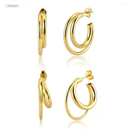 Hoop Earrings LOZOYA 925 Sterling Silver 25mm Big Cross Fine Luxury Circle Hollow Hoops Round Piercing Earring For 2024 Fashion Jewellery