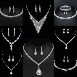 Valuable Lab Diamond Jewellery set Sterling Silver Wedding Necklace Earrings For Women Bridal Engagement Jewellery Gift L2Ge#