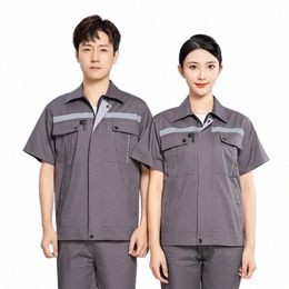 high Quality Wear Resistant Summer Worker Clothing Hi Vis Reflective Stripe Safe Working Uniforms Factory Workshop Mechanic Suit I3xI#