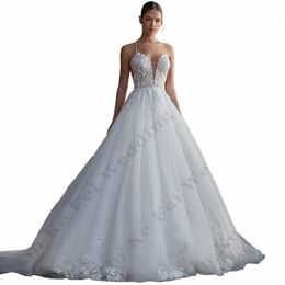 elegant New Wedding Dres Lace Appliques A-Line Off Shoulder Sleevel Beautiful Fluffy Princ Style Mop Bridal Gowns 0321#