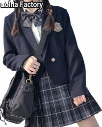 korean Women JK Badge Blazer short Suit Japanese High School Uniform for Students Girl Outwear College Style blazers Suit coat c4bx#