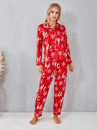 Home Clothing YILEEGOO Women Christmas 2pcs Pyjamas Set Striped Printed Long Sleeve Pjs Button Down Shirt And Pants Loungewear Suit