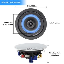 4'' 320W Ceiling Bluetooth Speaker Indoor Roof Loudspeaker Good Sound Quality In-Wall Speaker For Home Background Music System