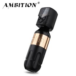 Ambition Tattoo Machine Rotary Pen Kit 2400mAh Wireless Kuark Power Supply Permanent Makeup Eyebrow Lip Beginner Artister 240327