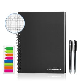 A4 Wet Erasable Reusable Smart Writing Notebook Black Waterproof Paper AutoScan Customised Gift Wire Bound Spiral Notes 240329