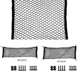 Upgrade 1Pcs Car Back Rear Trunk Storage Net Seat Elastic String Net Magic Sticker Mesh Storage Bag Auto Organizer Seat Back Bag