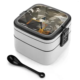 Dinnerware Knight Writer Bento Box Lunch Thermal Container 2 Layer Healthy Princess Tutu Fakir Dramatic Writers Block