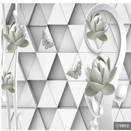 Wallpapers 3d Three-dimensional Relief Lotus TV Background Wall Stereoscopic Wallpaper