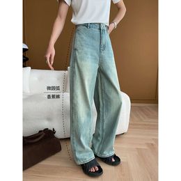 knife cut special washed fashionable straight leg jeans look slimmer in early spring 2024 new