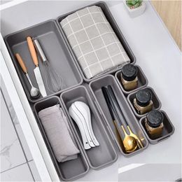 Other Home Storage Organization Ders 8Pcs Der Divider Sundries Sorting Tray Kitchen Cutlery Bedroom Desk Jewelry Cosmetics Separator O Otq01