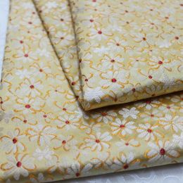 Fabric CF771 Yellow Base White Flower Chinese Traditional Silk Brocade Fabric Han Chinese Clothing Costume Pillow Case Fabrics