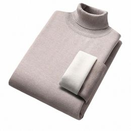 new 2023 Basic Warm Sweater for Men Winter Casual Pullover Warm Turtleneck Sweater Veet Thick Solid Slim Bottoming Shirt Homme 81Sg#