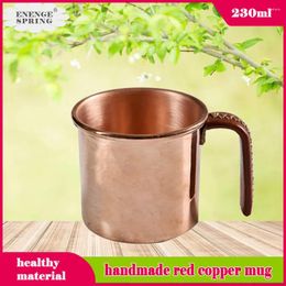 Mugs ENERGE SPRING Pure Handmade Red Copper Teacup 230ML Office Tea Cup Retro Coffee Mug Japanese Style Gift Water