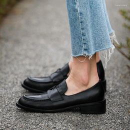 Casual Shoes Genuine Leather Horseskin Women Flat Lady Walk Woman Spring Daily Loafers Lazy Slip-On Solid