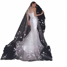 pearls Bridal Veil 1T 3D Frs Wedding Veils Without Comb Lg Wedding Veils H5L6#