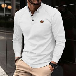 Новая осенняя мужская модная рубашка-поло с длинными рукавами, мужская повседневная и социальная одежда, футболка-топ