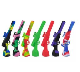 43 inch Silicone Rifle Hand Pipe with Metal Bowl Oil Rig Hookah Wax Pen Smoking Pipes for Dry Herb Vaporizer 6529140