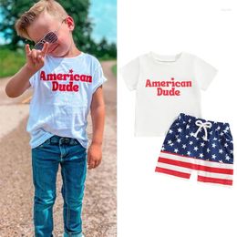Clothing Sets FOCUSNORM 0-3Y Toddler Baby Boys Independence Days Clothes 2pcs Letter Print Short Sleeve T-Shirt And Star Stripe Shorts