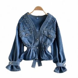 vintage Loose Casual V Neck Women Denim Coat Simple Spring Autumn 2024 New All Match Women Jean Jackets Korean Style Chic Tops S13C#