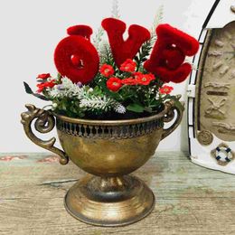 Vases Vintage Flowerpot Metal Decor Decorative Modern Home Gold Office Wedding Flowers Planter Small Centerpieces