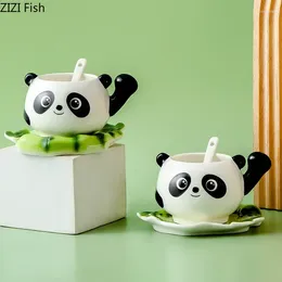 Mugs Lovely Panda Mug Couple Ceramic Coffee Cup Dish Set Creative Afternoon Tea Milk Modern Style Home Drink Girlfriend Gift