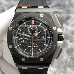 AP Iconic Wristwatch Airbnb Royal Oak Offshore Series 26402CE Black dial ceramic material red needle timing mechanical watch mens AP watch transparent bottom 44mm