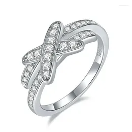 Cluster Rings Luxury Fashion S925 Sterling Silver Platinum PT950 D Colour Moissanite Diamond Classic Cross Letter X Row Ring For Women Gift