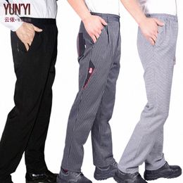 chef Uniform Restaurant Pants Kitchen Trouser Chef Pants Elastic Waist Bottoms Food Service Pants Mens Wear Work Clothes Men M94D#