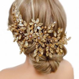 bride Women Large Crystal Wedding Hair Comb Champagne Bridal Side Comb Full Rhineste Hair Accorie for Women and Girls y8py#