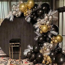 Party Decoration Metallic Gold Silver Balloons Garland Arch Kit Kids Birthday Graduation Decor Black Balloon Wedding Anniversary