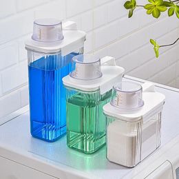 Storage Bottles Multipurpose Airtight Jar With Measuring Cup Portable Transparent Washing Powder Dispenser Laundry Detergent Container