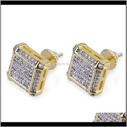 Stud Earrings For Men Iced Out Cz Diamond Zirconia Earring Womens Ear Ring Earing Man Hip Hop Hiphop Jewelry Male Fashion Jeweller290y
