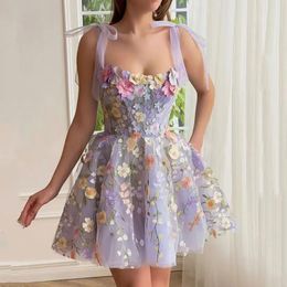 Moda feminina tridimensional flor bordada bainha sexy vestido suspensor