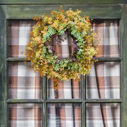 Decorative Flowers Eye-catching Floral Wreath Fake Flower Wildflower For Front Door Home Wall Decor Artificial Wedding