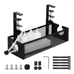 Kitchen Storage Under Desk Cable Management Tray No Drill With Clamps Wire Cord Organizer