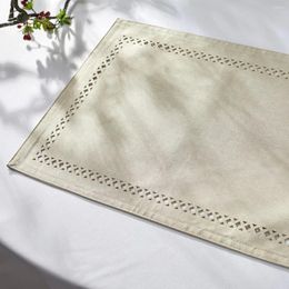 Table Mats Cotton Linen Dining Mat Embroidered Hollow Anti Slip Thermal Insulation Square Plate Western