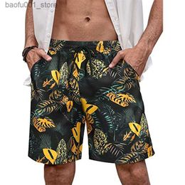 Men's Shorts Hawaiian beach resort mens shorts 3D printed casual shorts board shorts elastic bandage swimsuit Q240329