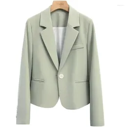 Women's Suits Solid Short Blazer For Women Spring Green Single Button Office Ladies Suit Jacket Female Outerwears