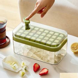 Ice Cream Tools Lce Cube Mould Household Refrigerator Box Homemade Tray Food Grade Pressed Frozen One Key To De-Icing Drop Delivery Hom Otvc9