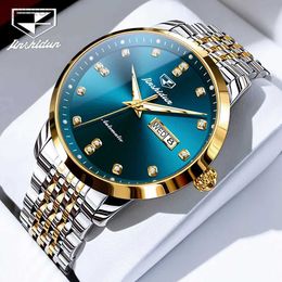 Wristwatches JSDUN 8960 Original Mechanical Watch For Men Diamond Dual Calendar Luxury Automatic Wrist Watches Waterproof Luminous Hand Clock 24329