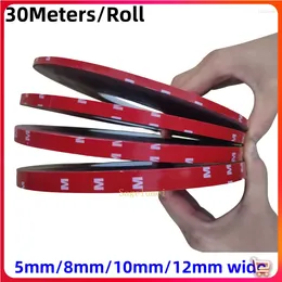 Window Stickers 30M/Roll 5 8 10 12mm Automobiles Tape For Auto Truck Acrylic Foam Double Side Adhesive Car Exterior 1mm