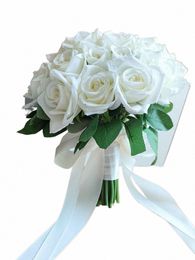 wedding Bouquets White Bridal Bouquet Silk Frs Artificial Roses Boutniere Marriage Bridesmaid Corsage Wedding Accories b0zD#