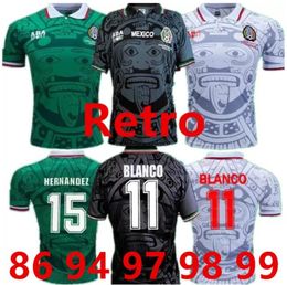 1998 Retro Edition Mexico Soccer Jersey Long Sleeve vintage 1995 1986 1994 Retro Shirt BLANCO Hernandez Classic football uniforms