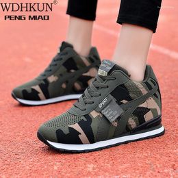 Fitness Shoes 2024 Big Size Height Increase Women Casual Canvas Camouflage Lace Up High Top Tenis Sneakers Combat Trainers