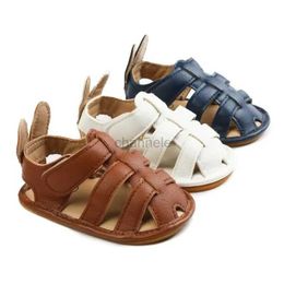 Sandals Soft PU Baby Non-Slip Sandals Child Summer Boys Fashion Sandals Sneakers Infant Shoes Non-Slip Closed Toe Safety Baby Shoes 240329