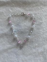 Strand Coquette Rose Quartz Crystal Beaded Bracelet Adjustable Handmade