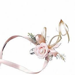 girls Bridesmaid Wrist Frs Handmade Wedding Prom Party Boutniere Rose Bracelet Fabric Hand Frs Wedding Accories W2fV#